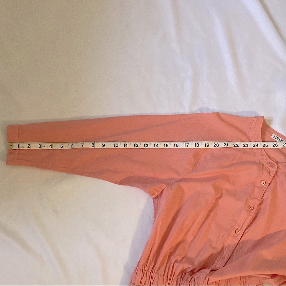⭐️ Stateside Long Sleeved 100% Button Down Cotton Jumpsuit Small Coral - Picture 11 of 12